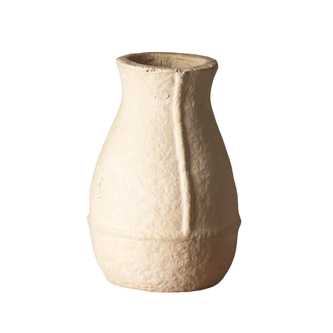 Paper Mache Vase, White Minimal Shape, flower vases