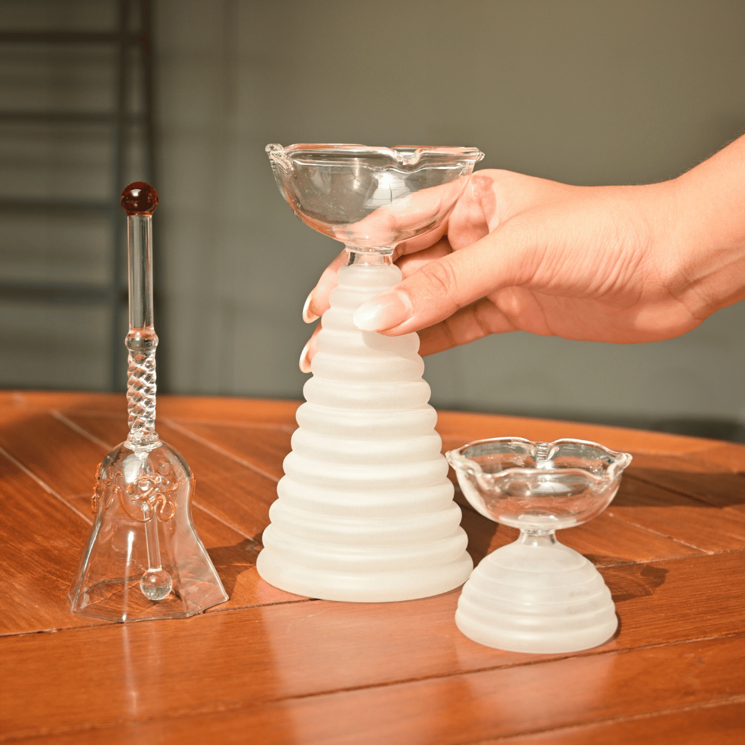 Glass Puja Set