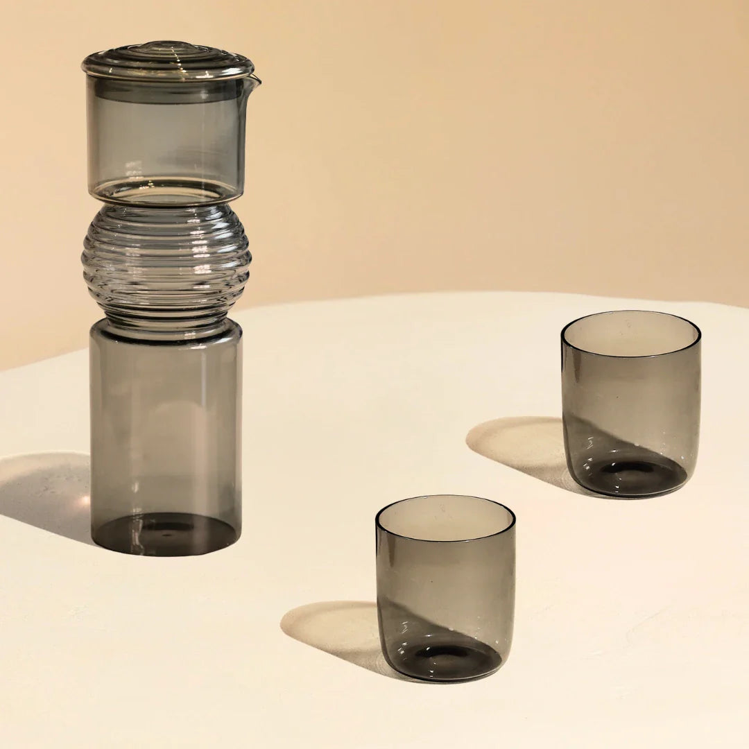 Coil Glass Carafe and set of 2 Glasses