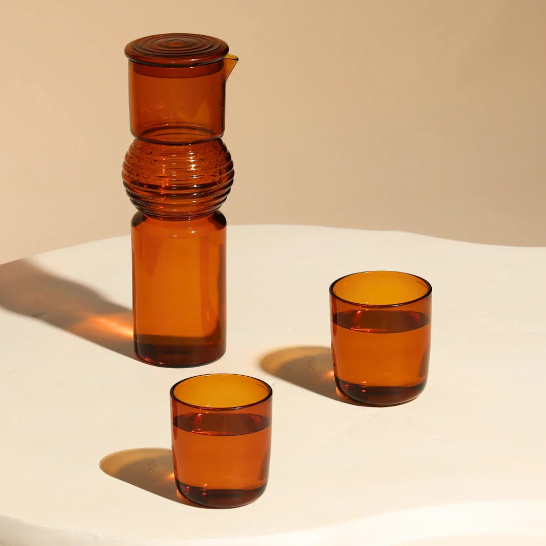 Coil Glass Carafe and set of 2 Glasses
