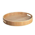 Minimalist Round Wooden Serving Tray | Solid Wood Coffee Table Platter & Catchall for Home Decor