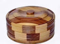 Handcrafted Wooden Casserole Roti Box | Two-Tone Checkered Chapati Server for Kitchen & Dining
