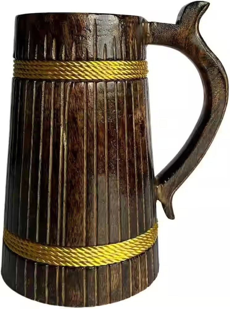Handcrafted Wooden Beer Mug | Rustic Viking Tankard & Medieval Drinking Stein