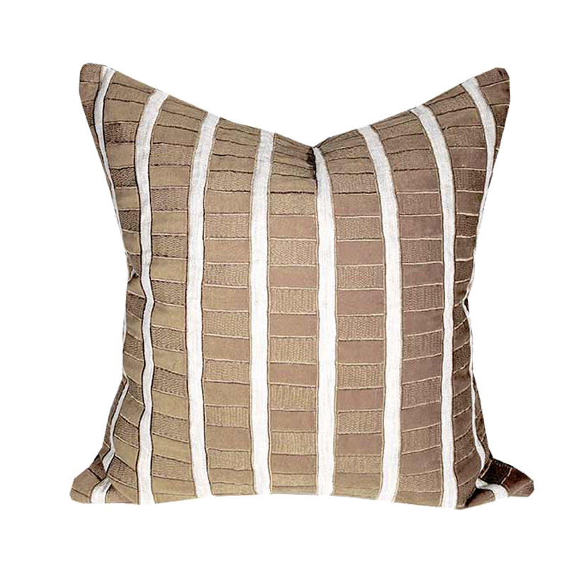 Stripe Embroidered Applique – Brown | 22″