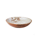 Wooden Enamel Fruit Bowl with Botanical Print | Decorative Mango Wood Serving Bowl